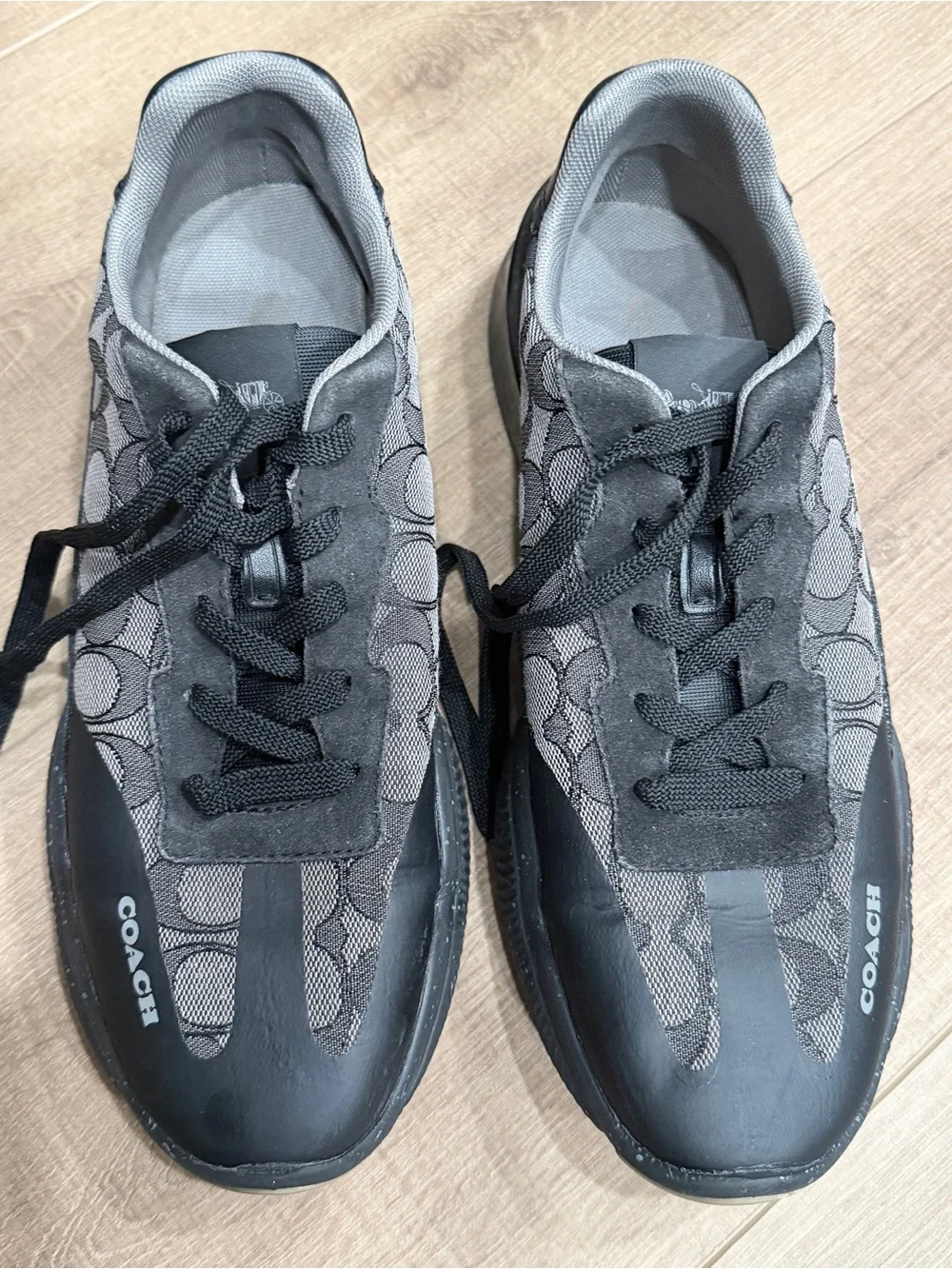 Coach City Sneaker Men 9D Black Gray Signature Jacquard Monogram Sneakers C8812